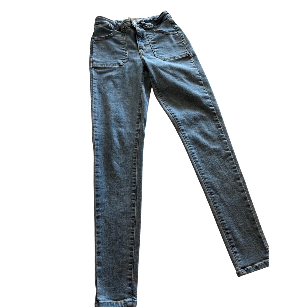 Levis 721 High Rise Skinny Jeans Blue Patch Pocket WaterLess Denim 26